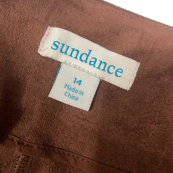 Sundance Faux Suede Brown Legging Skinny Side Zip Size 14 - Picture 3 of 12